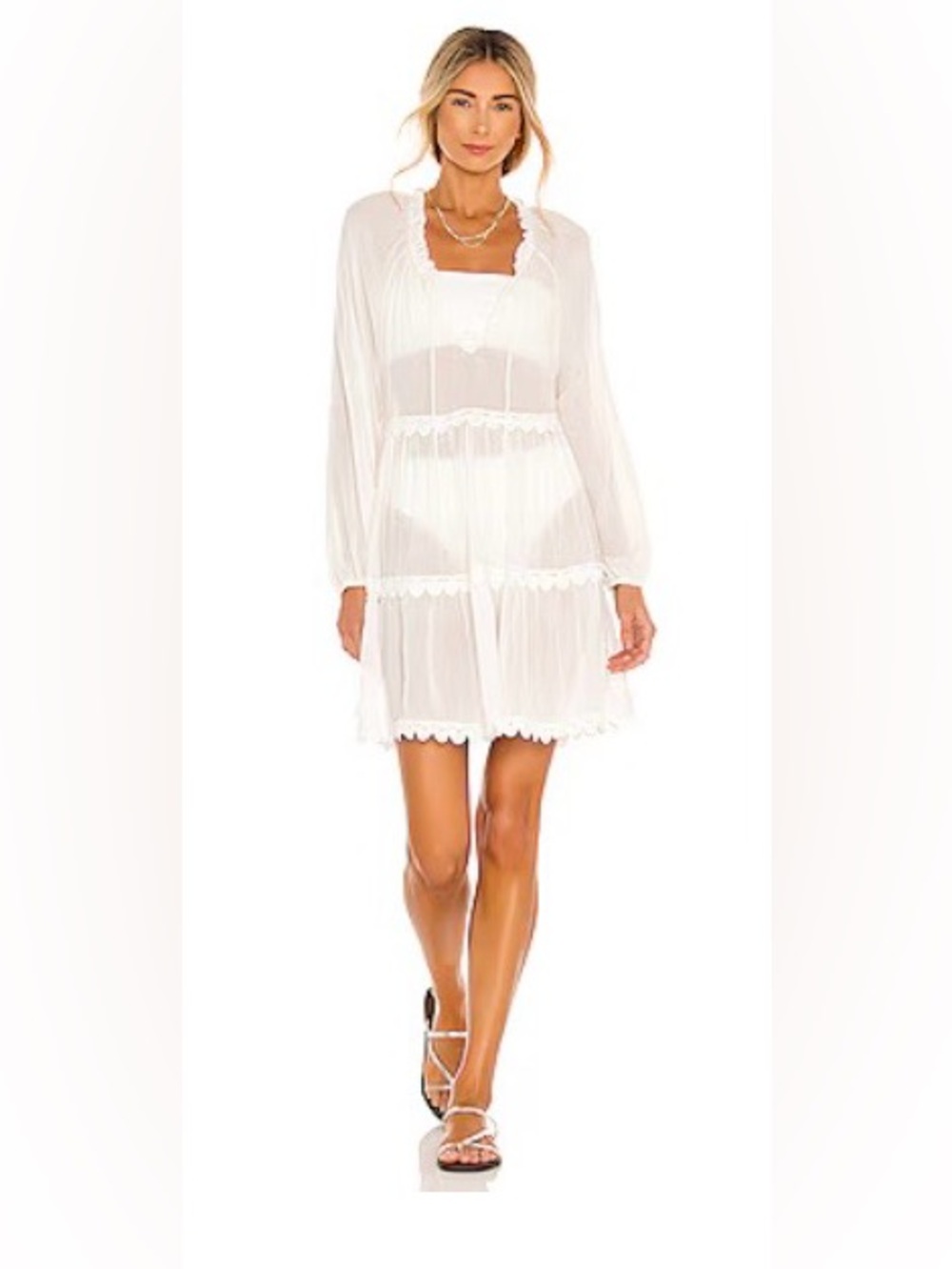 Revolve EBERJEY Sofia Dress in Cloud Women’s SZ Large Swim‎ Coverup Casual Boho